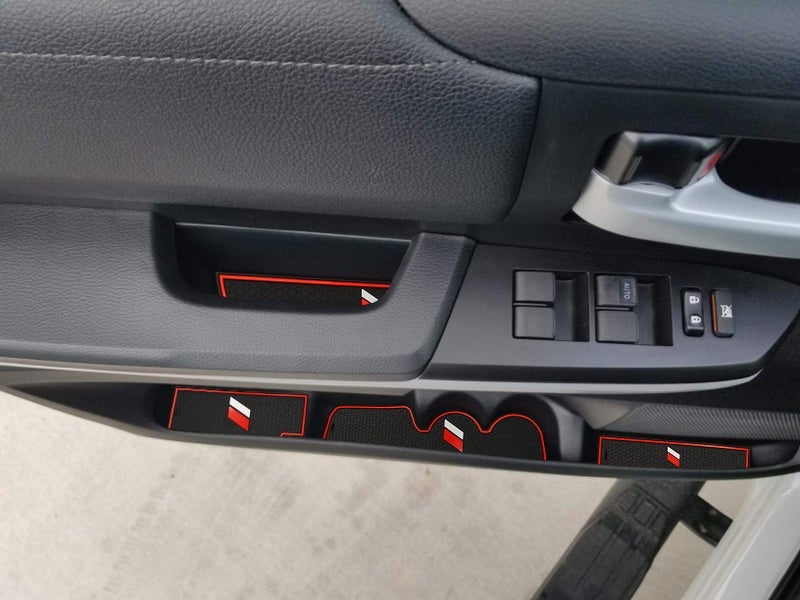 Anti-dust Mats for Toyota Tundra Accessories TRD Pro 2014-2021 Custom Interior Cup Holder Inserts Center Console Door Liners (Bucket Seat, Crewmax, 23pcs, Red Trim)
